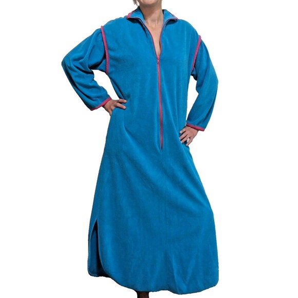 David Brown for Sak's Fifth Avenue Other - Vintage 80's David Brown for Saks Fifth Avenue Blue Velour Nightgown Maxi Size M